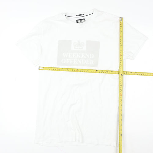 Weekend Offender Men's White Cotton Graphic Logo T-Shirt M