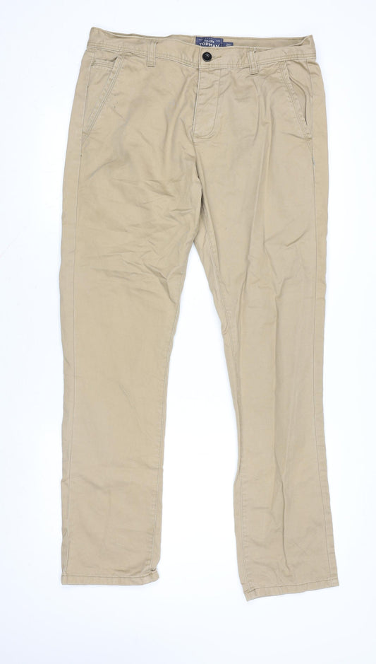 Topman Men's Beige Slim Fit Chino Trousers W34 L32