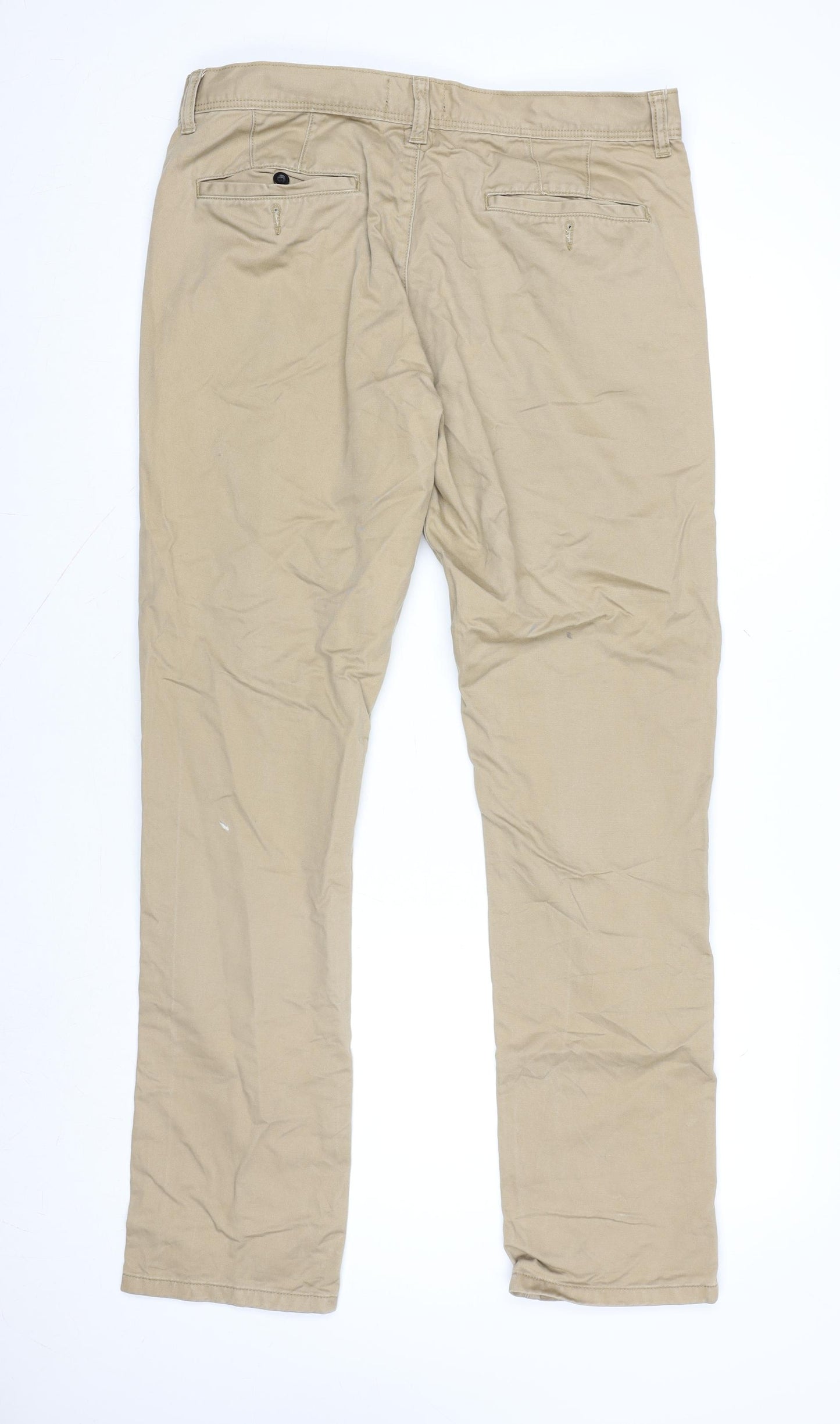 Topman Men's Beige Slim Fit Chino Trousers W34 L32
