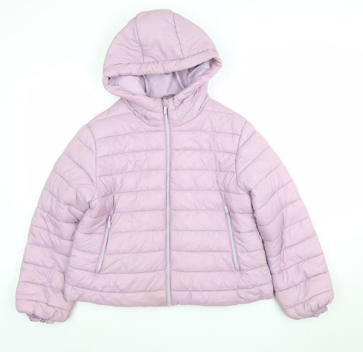 Next Girls Purple Hooded Puffer Jacket 12 Years Lightweight Quilted Coat