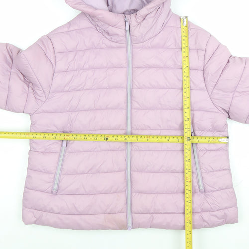 Next Girls Purple Hooded Puffer Jacket 12 Years Lightweight Quilted Coat