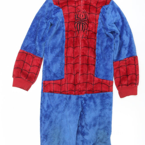 Marvel Spider-Man Boys Blue Red Fleece Hooded Onesie 6-7 Years