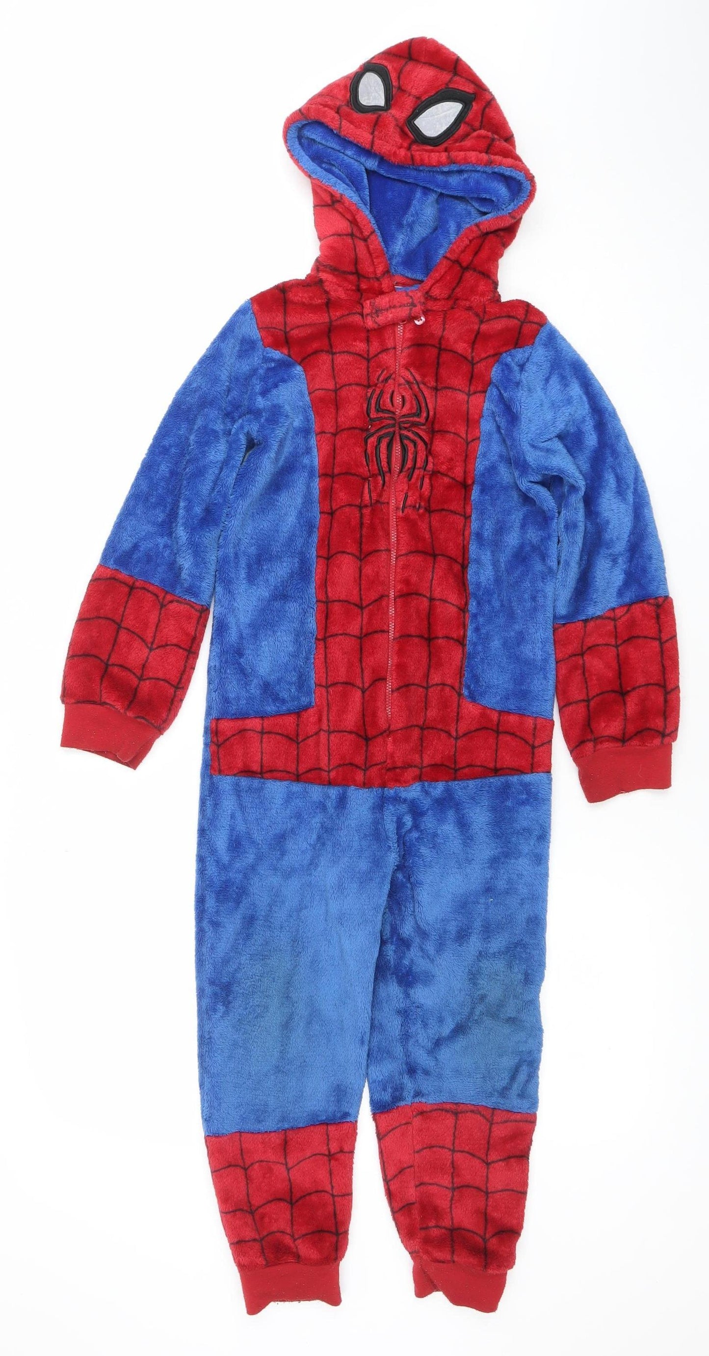 Marvel Spider-Man Boys Blue Red Fleece Hooded Onesie 6-7 Years