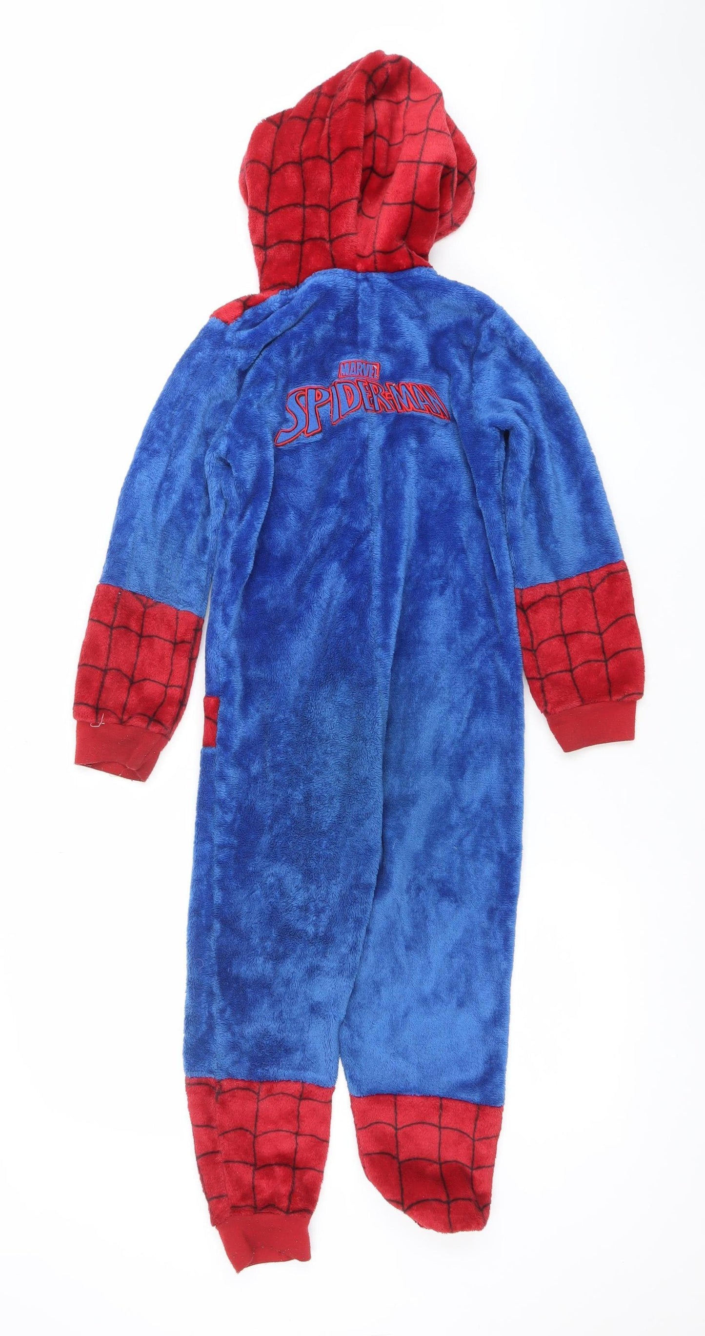Marvel Spider-Man Boys Blue Red Fleece Hooded Onesie 6-7 Years