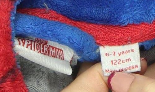 Marvel Spider-Man Boys Blue Red Fleece Hooded Onesie 6-7 Years