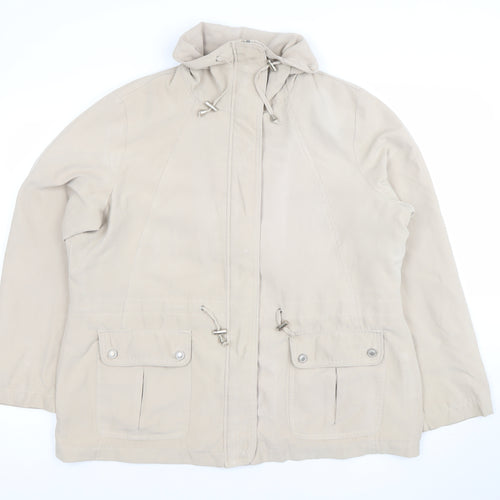 BHS Women Beige Hooded Anorak Jacket Size 20 Cotton Blend