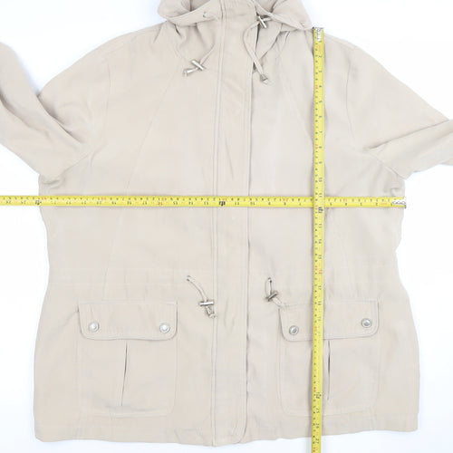 BHS Women Beige Hooded Anorak Jacket Size 20 Cotton Blend