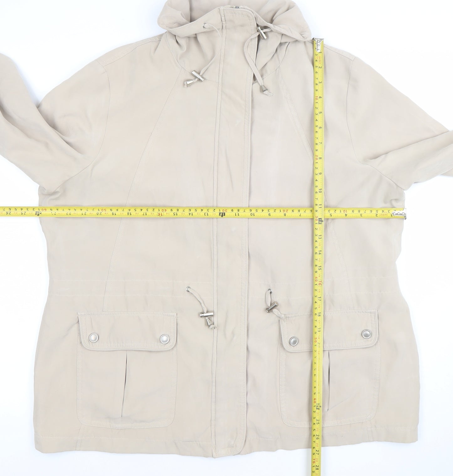 BHS Women Beige Hooded Anorak Jacket Size 20 Cotton Blend