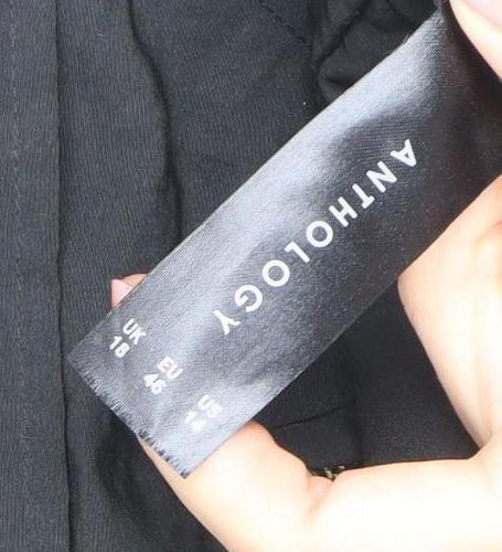 Anthology Women's Black Faux Fur Trim Parka Coat Size 18