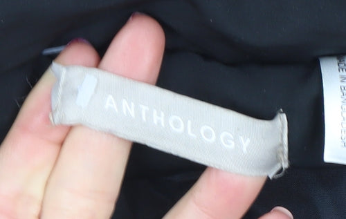 Anthology Women's Black Faux Fur Trim Parka Coat Size 18