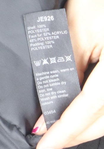 Anthology Women's Black Faux Fur Trim Parka Coat Size 18