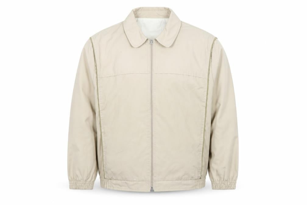 Front view of Fortress Men's Beige L Basic Zip-Up Work Jacket 44in