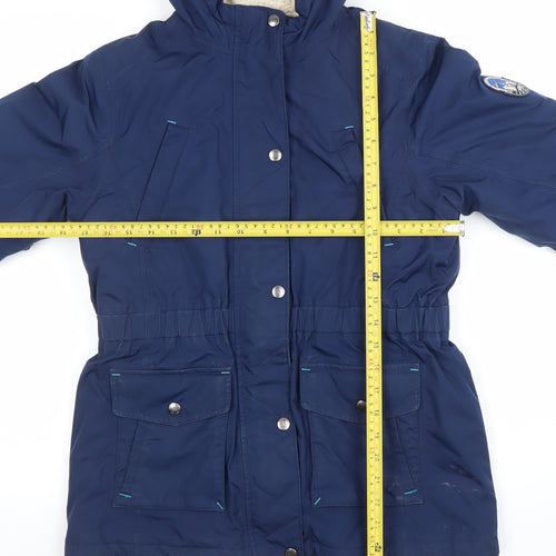 Lands' End Girls Blue Hooded Parka Coat 12-13 Years Lined Winter Jacket