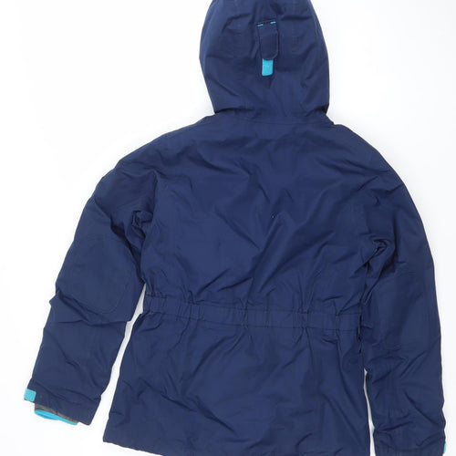 Lands' End Girls Blue Hooded Parka Coat 12-13 Years Lined Winter Jacket