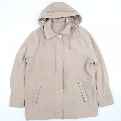 Valerie Hayes Women Beige Hooded Parka Jacket Size 14