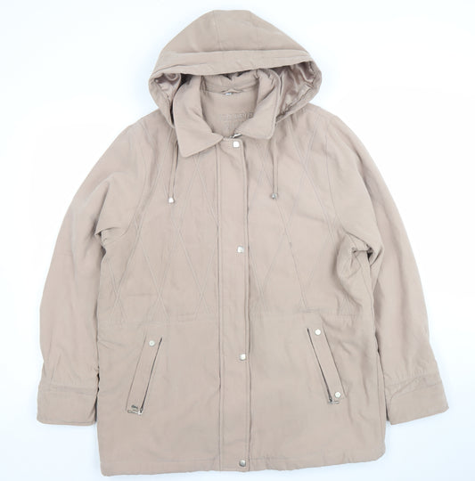 Valerie Hayes Women Beige Hooded Parka Jacket Size 14