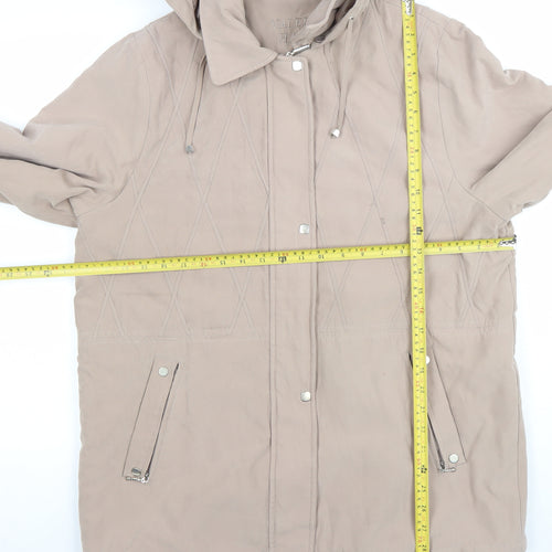 Valerie Hayes Women Beige Hooded Parka Jacket Size 14