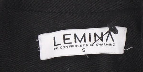 Lemina Women's Black Long Trench Coat Size S with Gold Buttons