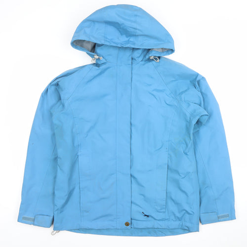 Outdoor Scene Womens Blue Waterproof Rain Jacket Hooded Size S 10-12 UK