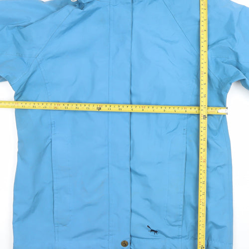 Outdoor Scene Womens Blue Waterproof Rain Jacket Hooded Size S 10-12 UK