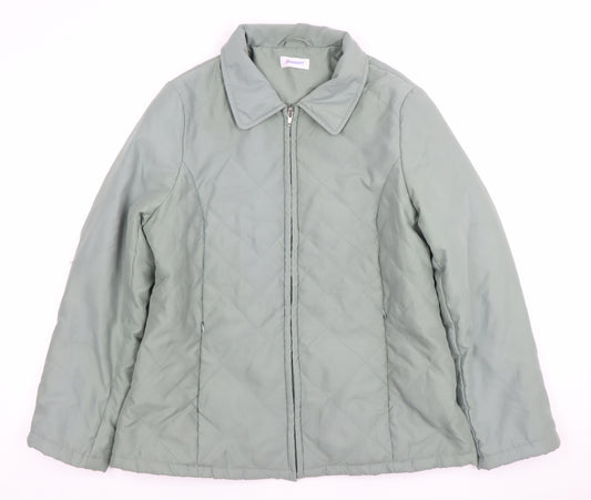 Damart Women Green Quilted Mid-Length Jacket Size 12