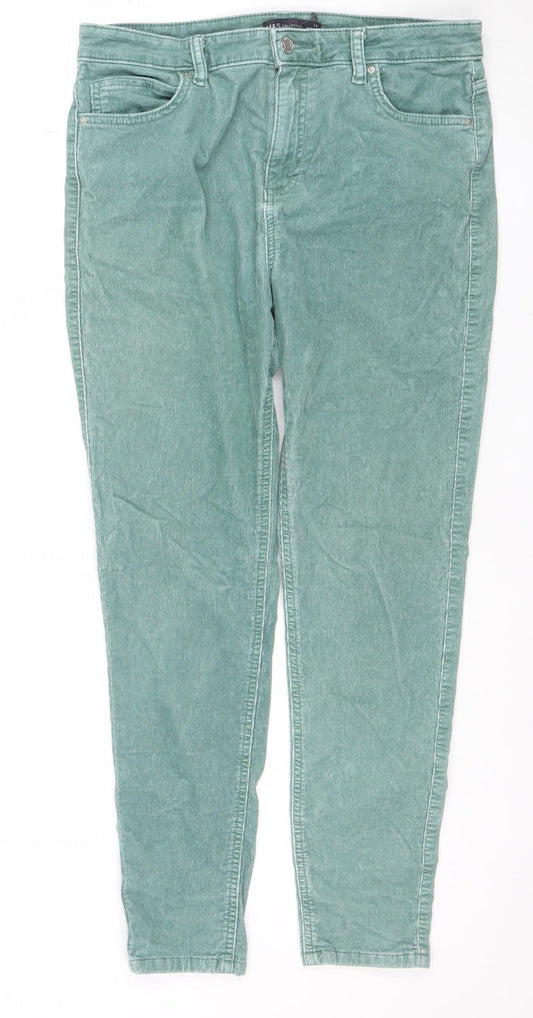 Marks and Spencer Women’s Sage Green Chino Cord Trousers Size 14 Short