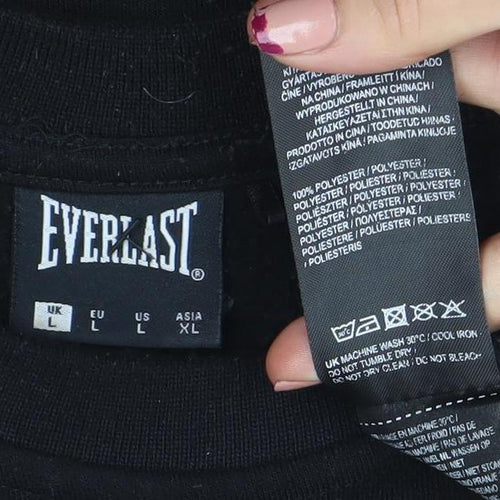 Everlast Men’s Black Crew Neck Sweatshirt L Pullover Fleece Logo