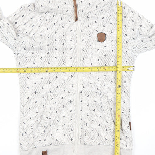 Naketano Men's Beige Anchor Print Full Zip Hoodie Size S