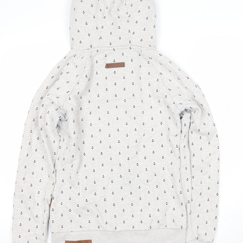 Naketano Men's Beige Anchor Print Full Zip Hoodie Size S