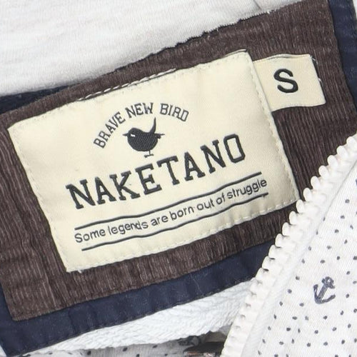 Naketano Men's Beige Anchor Print Full Zip Hoodie Size S