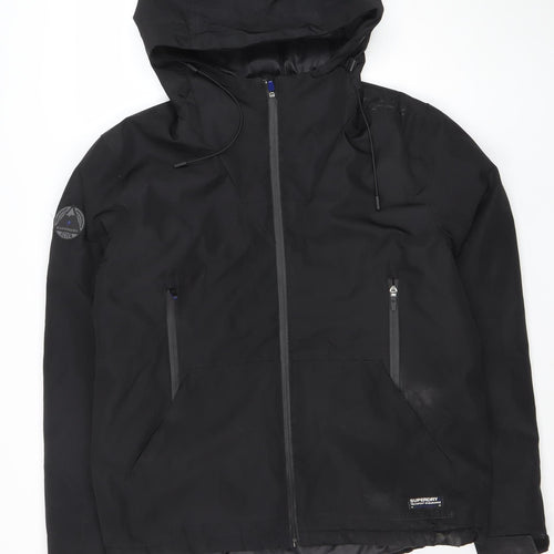 Superdry Women Black L Elite Windcheater Hooded Windbreaker Jacket