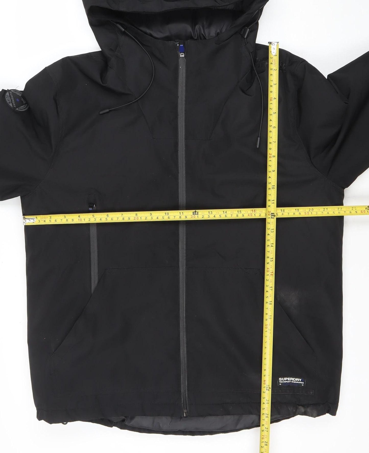 Superdry Women Black L Elite Windcheater Hooded Windbreaker Jacket