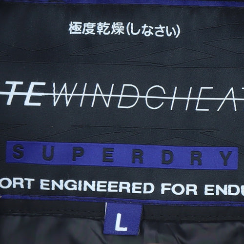 Superdry Women Black L Elite Windcheater Hooded Windbreaker Jacket