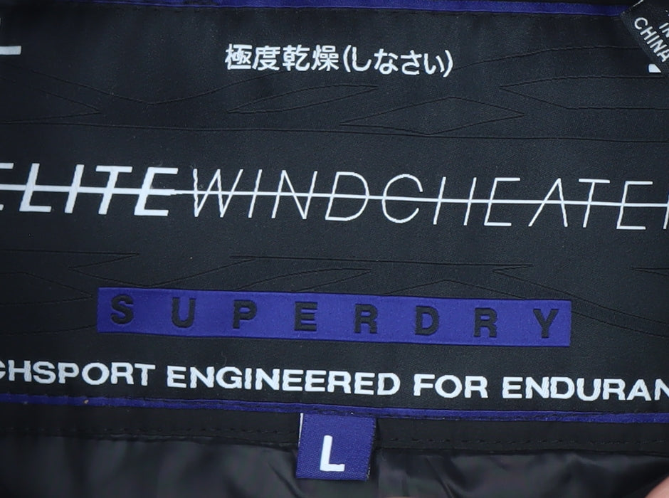 Superdry Women Black L Elite Windcheater Hooded Windbreaker Jacket