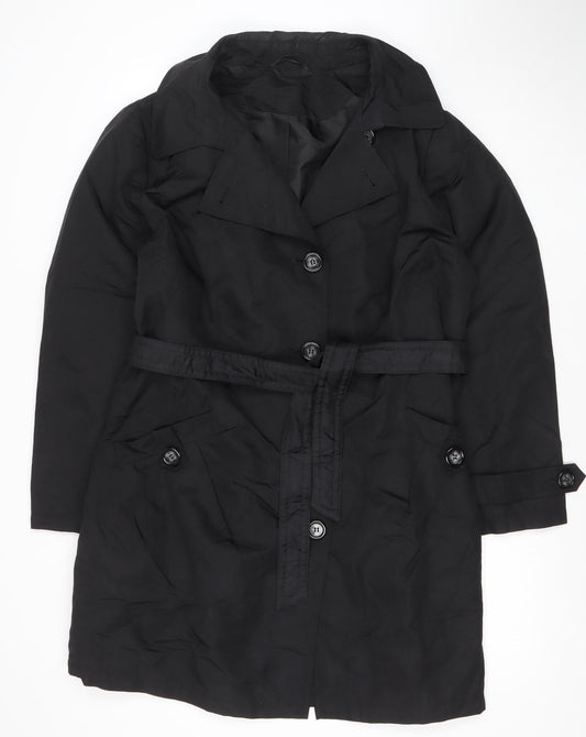 Marks and Spencer Women's Black Trench Coat Size 22 Belted Waterproof