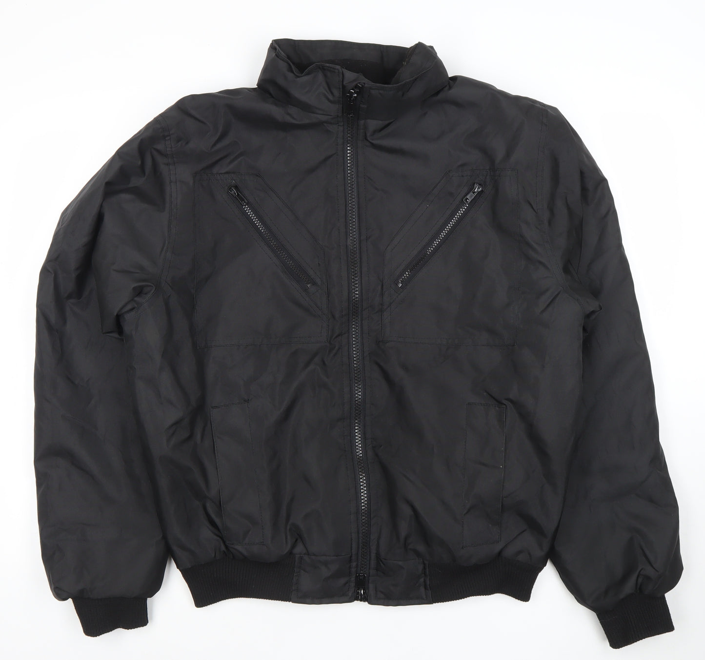 Workwear Mens Black M Bomber Jacket Zip Waterproof Polyester