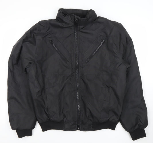 Workwear Mens Black M Bomber Jacket Zip Waterproof Polyester
