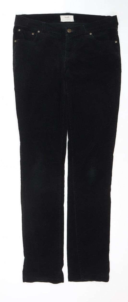 Hush Womens Black Velvet Stretch Slim Trousers Size 12