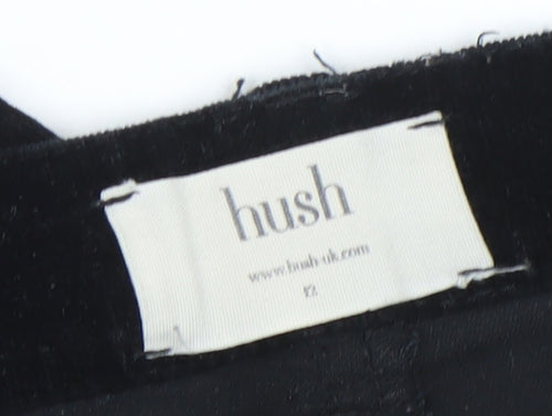 Hush Womens Black Velvet Stretch Slim Trousers Size 12