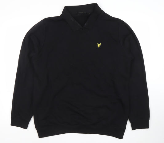 Lyle & Scott Men's Black Long Sleeve Polo Shirt Size L