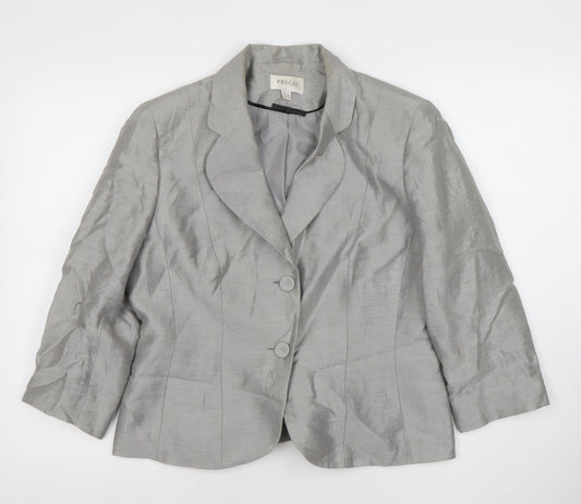 Precis Women Silver Grey Linen Blend Single-Breasted Blazer UK 12