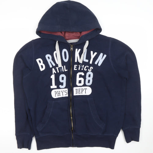 TVOE Men's Blue Full Zip Hoodie S 46 Brooklyn Athletics Graphic