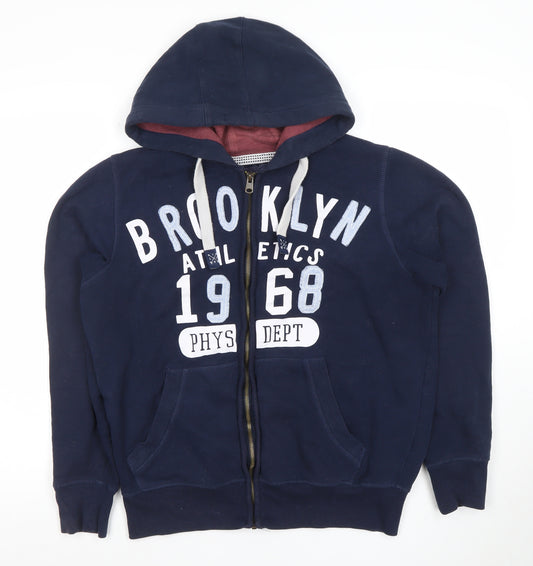 TVOE Men's Blue Full Zip Hoodie S 46 Brooklyn Athletics Graphic