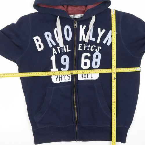 TVOE Men's Blue Full Zip Hoodie S 46 Brooklyn Athletics Graphic