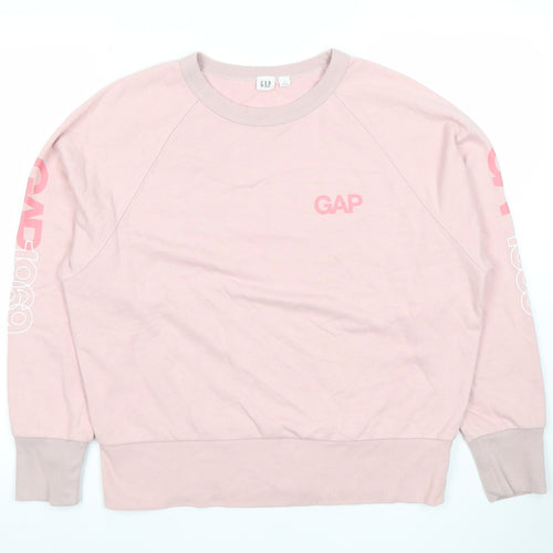 GAP Women Pink Logo Crew Neck Long Sleeve Sweatshirt Size M