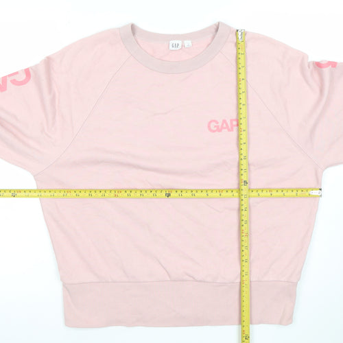 GAP Women Pink Logo Crew Neck Long Sleeve Sweatshirt Size M