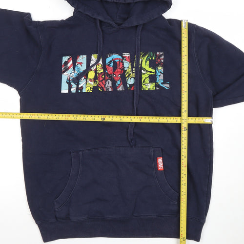 Marvel Men’s Blue Pullover Hoodie Size M Graphic Superhero Sweatshirt