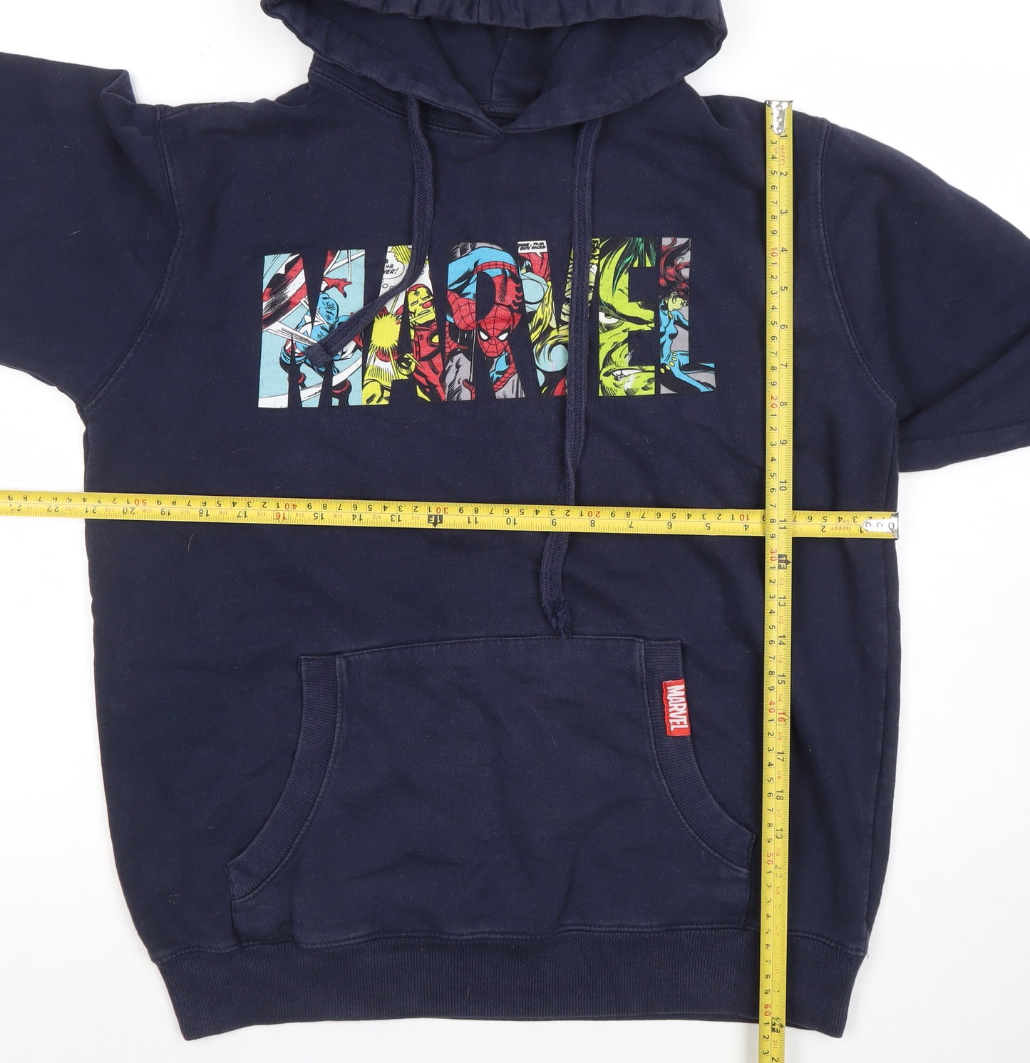 Marvel Men’s Blue Pullover Hoodie Size M Graphic Superhero Sweatshirt