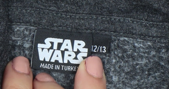 Star Wars Boys Dark Grey Pullover Hoodie Age 12-13 Years Cotton Blend
