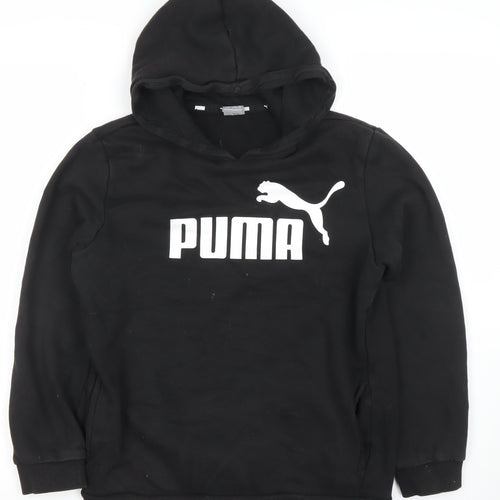 Puma Boys Black Pullover Hoodie Size 13-14 Years Cotton Blend